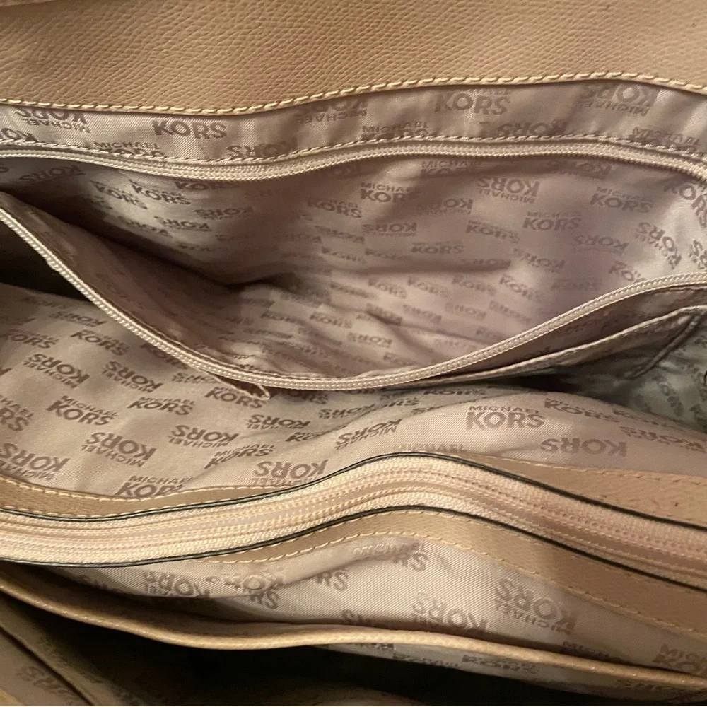 MICHAEL KORS TOTE BAG PINK SAFFIANO TEXTURED LEATHER 2 STRAPS ZIP CENTER LARGE